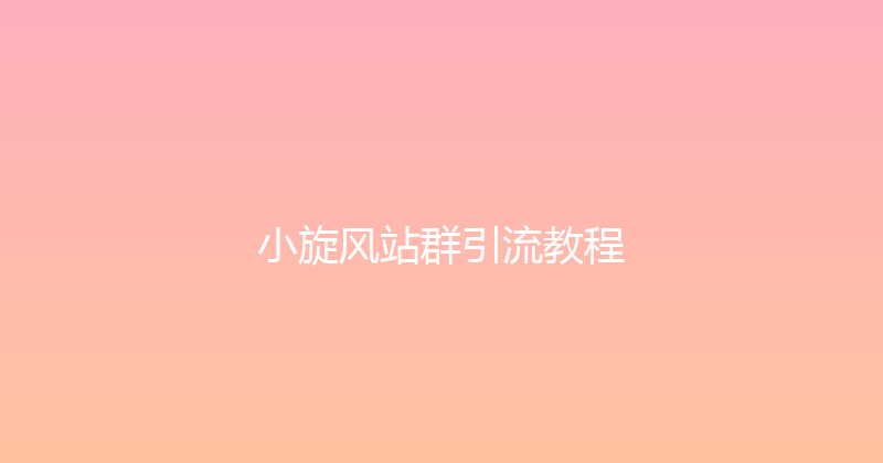 小旋风站群引流教程 封面图