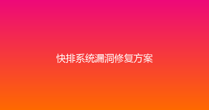 快排系统漏洞修复方案 封面图