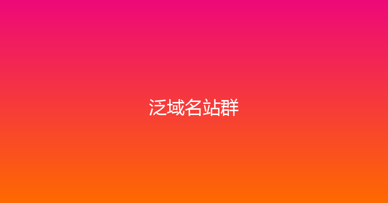 泛域名站群 封面图