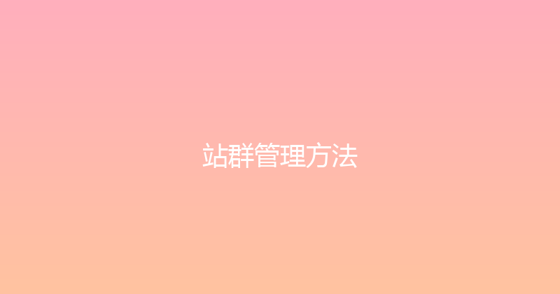 站群管理方法 封面图