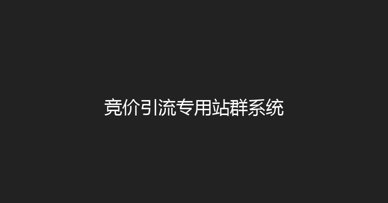 竞价引流专用站群系统 封面图
