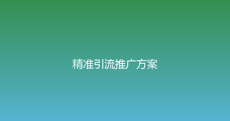 精准引流推广方案 封面图