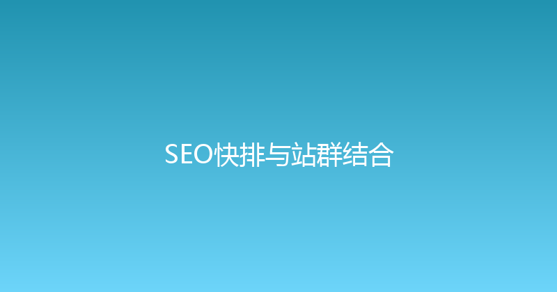 SEO快排与站群结合 封面图